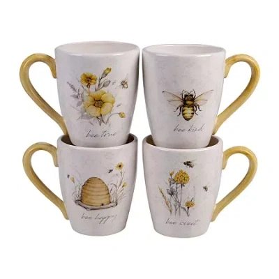 Certified International Bee Sweet 4-pc. Coffee Mug In White