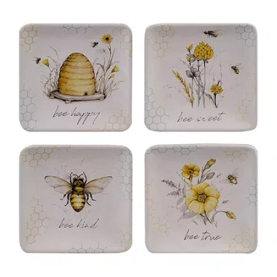 Certified International Bee Sweet 4-pc. Earthenware Appetizer Plate In White