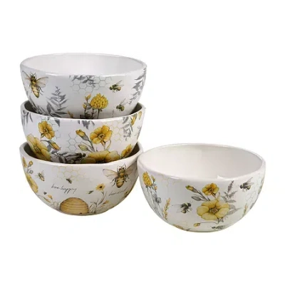 Certified International Bee Sweet 4-pc. Earthenware Ice Cream Bowl In White