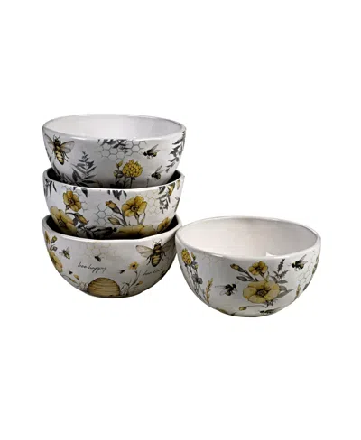 Certified International Bee Sweet 4-pc. Ice Cream Bowls Asst. In White,yellow,black