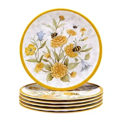 Certified International Bee Sweet 6-pc. Melamine Salad Plate In White