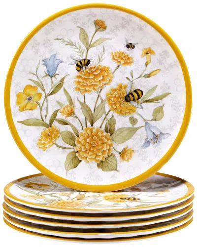 Certified International Bee Sweet Melamine Salad Plates (set Of 6) In Multicolor