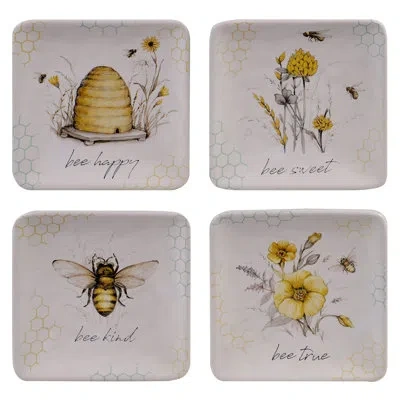 Certified International Bee Sweet Set/4 Canape Plates, Asst. In Yellow