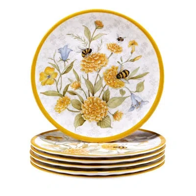 Certified International Bee Sweet  Set/6 Salad Plate 9" In Yellow