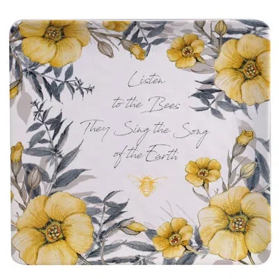 Certified International Bee Sweet Square Platter In Yellow