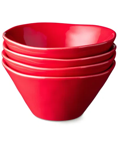 Certified International Berry Red Christmas Set Of 4 Ice Cream Bowls
