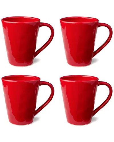 Certified International Berry Red Christmas Set Of 4 Mugs