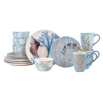 Certified International Beyond The Shore 16pc Dinnerware Set Service For 4 In Blue