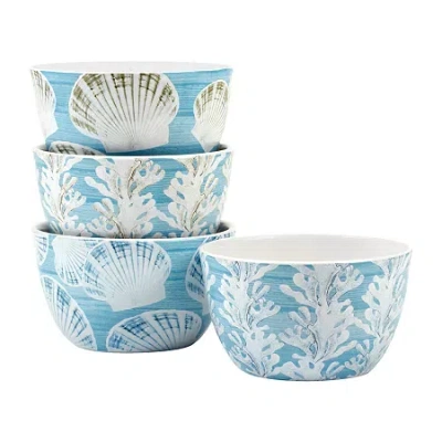 Certified International Beyond The Shore 4-pc. Earthenware Ice Cream Bowl In Blue