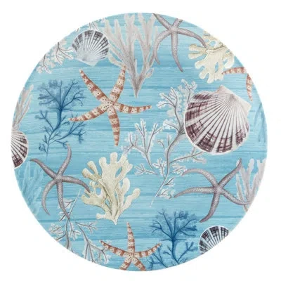 Certified International Beyond The Shore Round Platter In Blue;brown;white