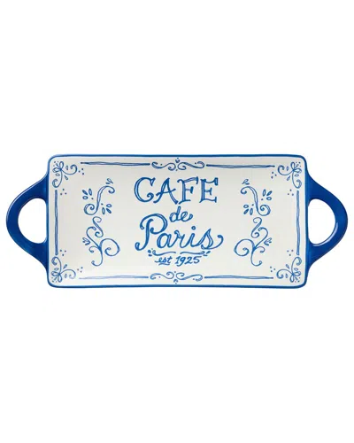 Certified International Bistro Rectangular Tray With Handles In Blue