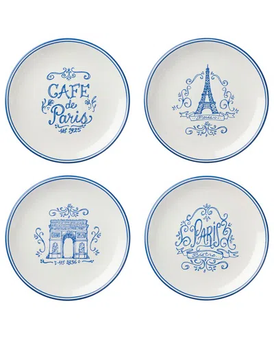 Certified International Bistro Set Of 4 Salad Plates In Blue