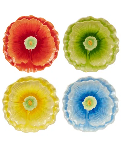 CERTIFIED INTERNATIONAL BLOSSOM SET OF 4 3-D FLORAL DESSERT PLATES