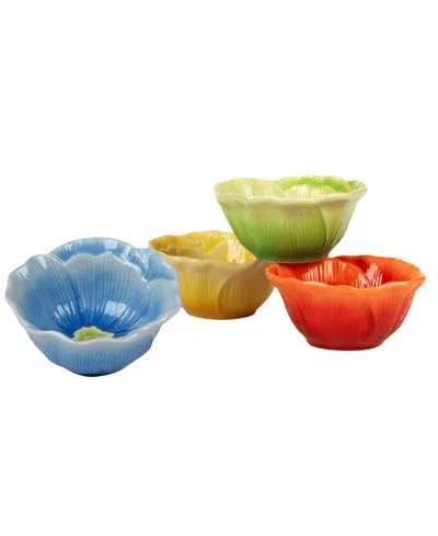 Certified International Blossom Set Of 4 3-d Floral Ice Cream Bowls In Miscellaneous