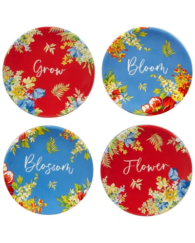 Certified International Blossom  Set Of 4 Canape Plates