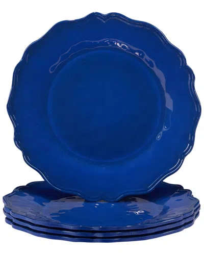 Certified International Blue Indigo Crackle Melamine Set Of 4 Dinner Plate