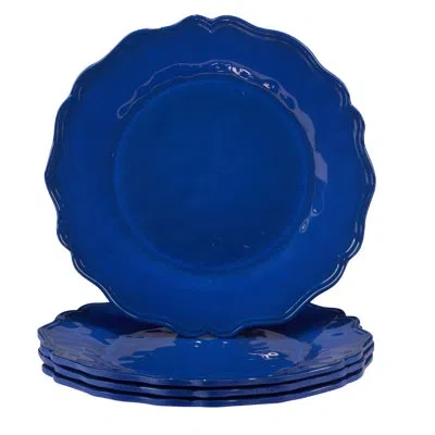 Certified International Blue Indigo Crackle Melamine Set Of 4 Salad Plate 9"