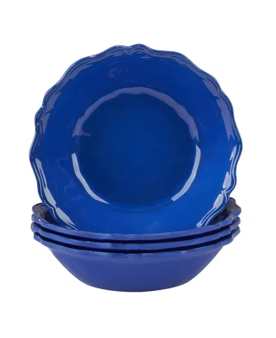 Certified International Blue Indigo Crackle Set Of 4 All Purpose Bowl 8.5" X 2", Service For 4 In Miscellaneous