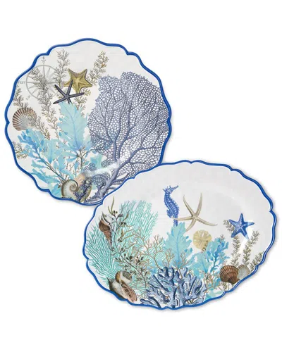 Certified International Blue Lagoon Melamine 2pc Platter Set In Multi
