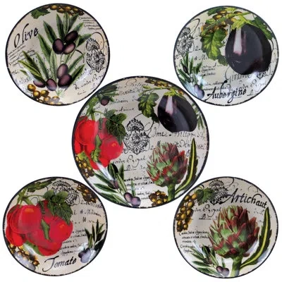 Certified International Botanical Veggies Pasta Bowl Set Of 5 In Multicolor