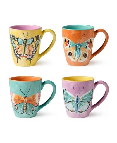 Certified International Butterflies Mugs, Set Of 4 In Miscellaneous
