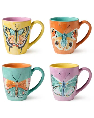 Certified International Butterflies Set Of 4 Mugs 16oz In Multi