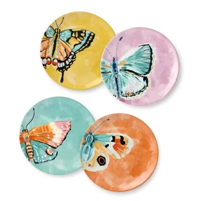 Certified International Butterflies Set Of 4 Salad Plates In Multi