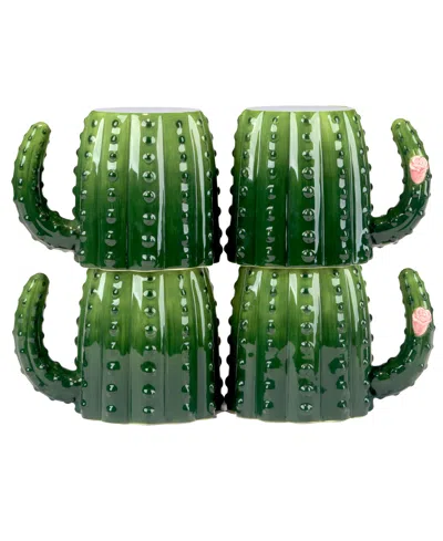 CERTIFIED INTERNATIONAL CACTUS VERDE 3-D SET OF 4 MUGS