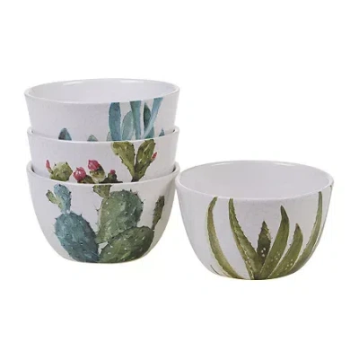 Certified International Cactus Verde 4-pc. Earthenware Ice Cream Bowl In Green