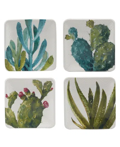 CERTIFIED INTERNATIONAL CACTUS VERDE SET OF 4 CANAPE PLATES, 6" 4 ASST