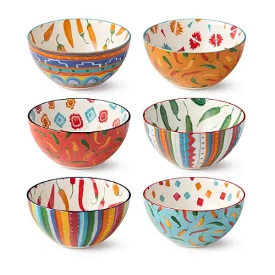 Certified International Caliente 6-pc. Porcelain Ice Cream Bowl In Multi