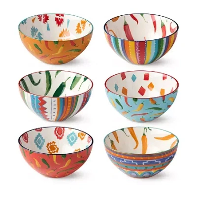 Certified International Caliente 6-pc. Porcelain Ice Cream Bowl In Multi
