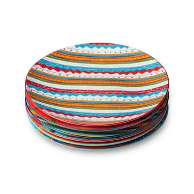 Certified International Caliente Set Of 6 Salad Plate 6" Asst In Blue;white;green;red;yellow;orange