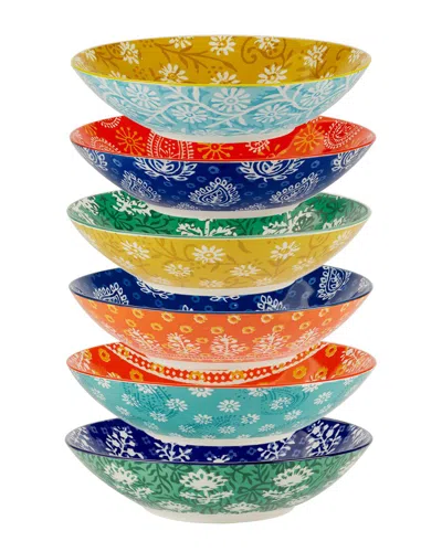 Certified International Carnival Set Of 6 Soup/pasta Bowls In Multi