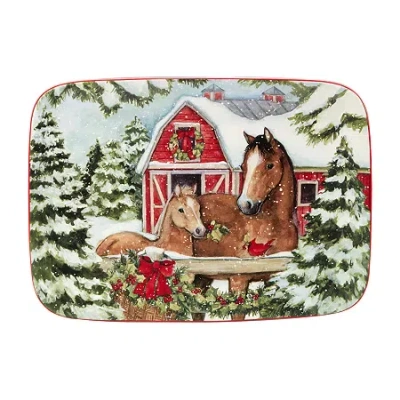 Certified International Certifed International Homestead Christmas Rectangular Platter In Multi