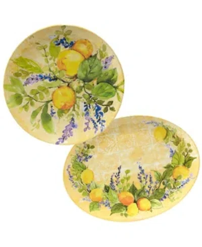 CERTIFIED INTERNATIONAL CERTIFIED LEMON ZEST 2 PIECE MELAMINE PLATTER SET