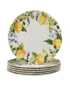 Certified International Melamine Set Of 6 Lemon Zest Dinner Plates In Multicolor