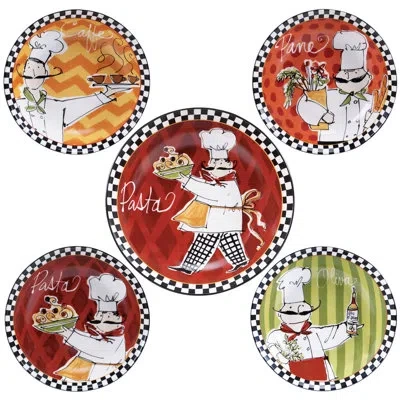 Certified International Chefs On The Go Pasta Bowl Set Of 5 In Green;red;orange