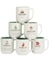 Certified International Christmas Fun Green Sayings Mugs (set Of 6)