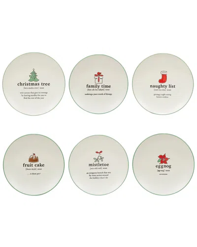 Certified International Christmas Fun Sayings Dessert Plates (set Of 6)
