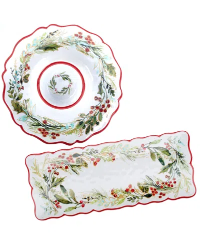 Certified International Christmas Gatherings 2-pc. Melamine Appetizer Set In White