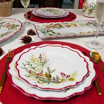 Certified International Christmas Gatherings 4-pc. Earthenware Salad Plate In White
