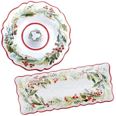 Certified International Christmas Gatherings Melamine 2pc Appetizer Set In Multi