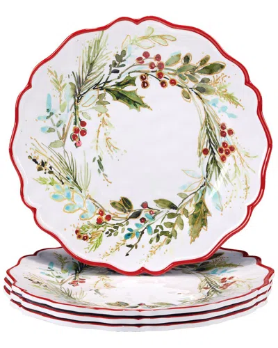 Certified International Christmas Gatherings Set Of 4 Dinner Plates In Multi