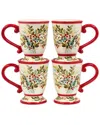 Certified International Christmas Gatherings Set Of 4 Mugs