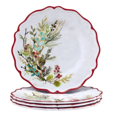 Certified International Christmas Gatherings Set Of 4 Salad Plates In Multi