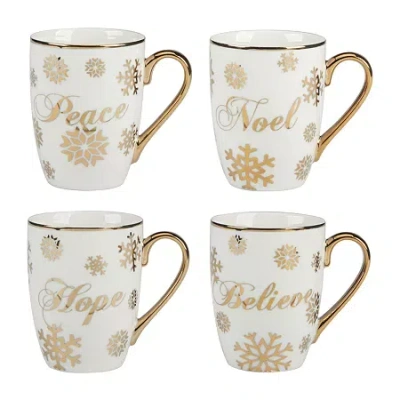 Certified International Christmas Glitter 4-pc. Porcelain Coffee Mug Set In Yellow