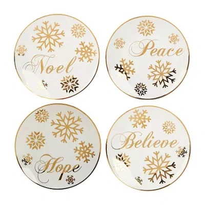 Certified International Christmas Glitter 4-pc. Porcelain Salad Plate In Yellow