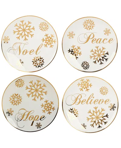 Certified International Christmas Glitter Gold Salad Plates, Set Of 4 In Multi
