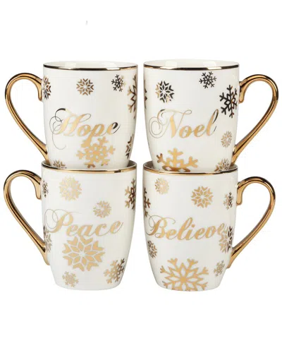 Certified International Christmas Glitter Set Of 4 Gold Mugs In Neutral